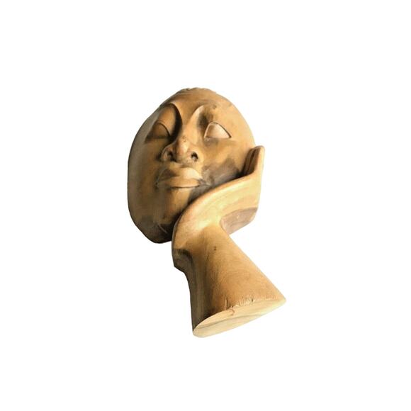Vintage Hand Carved OAK Wood Man Face WIND Tree Sculpture 18  Vintage Bust Head Hand Carved Wood Hanging Sculpture Face Fast Shipping